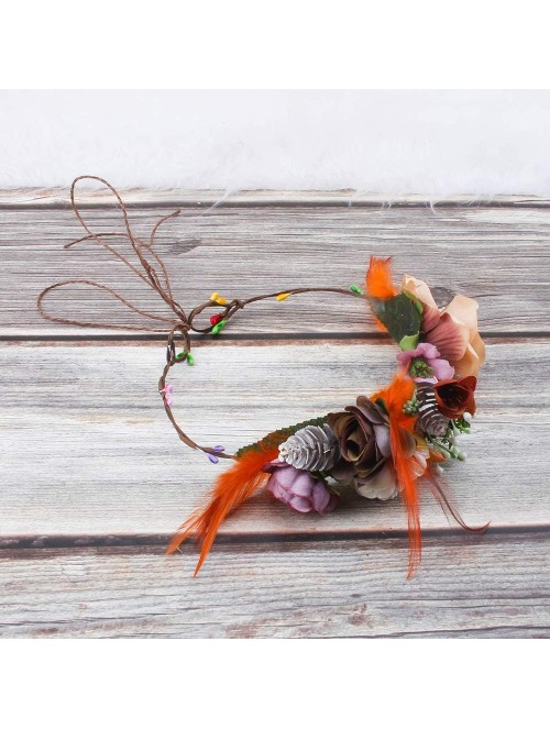 Headbands Flower Wreath Headband Halo Floral Crown Garland Headpiece with Adjustable Ribbon Wedding Festival Party - 63 - CH1...