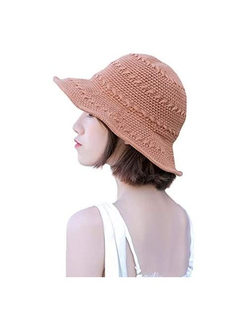 Sun Hats Women Large Brim Sun Hats Foldable Beach Sun Visor UPF 50+ for Travel - Bucket Hat-caramel - CY18SU5I3Y7 $17.06
