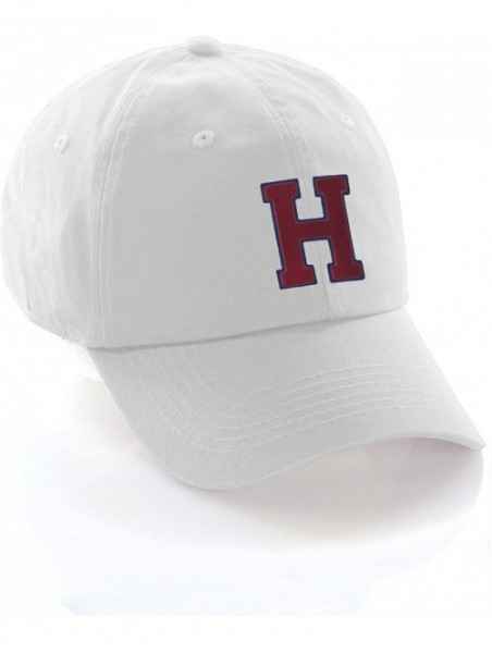 Baseball Caps Customized Letter Intial Baseball Hat A to Z Team Colors- White Cap Blue Red - Letter H - C018ET2C6YG $13.63