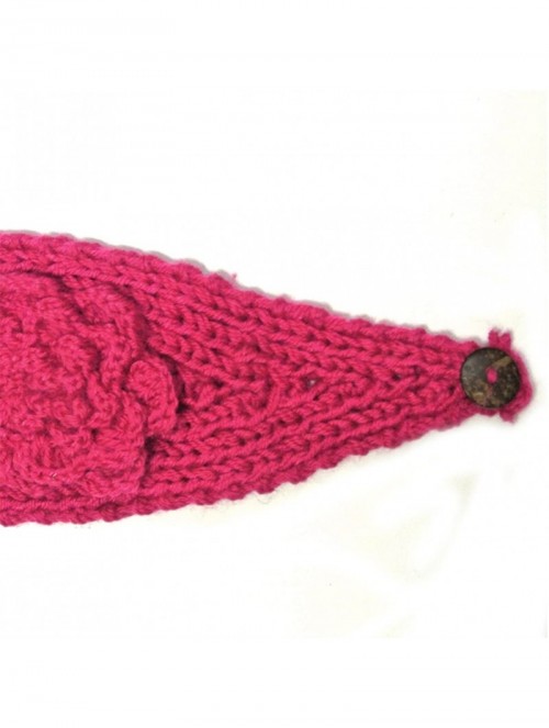 Headbands Winter Hand Knit Floral Headband - Hot Pink - CV11JW3IZE1 $15.10