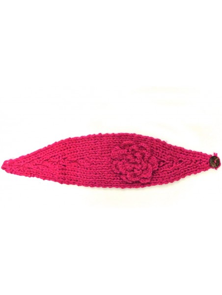 Headbands Winter Hand Knit Floral Headband - Hot Pink - CV11JW3IZE1 $15.10