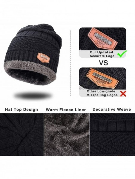 Skullies & Beanies Winter Knit Beanie Hat Neck Warmer Scarf and Touch Screen Gloves Set 2/3 Pcs Fleece Lined Skull Cap for Me...