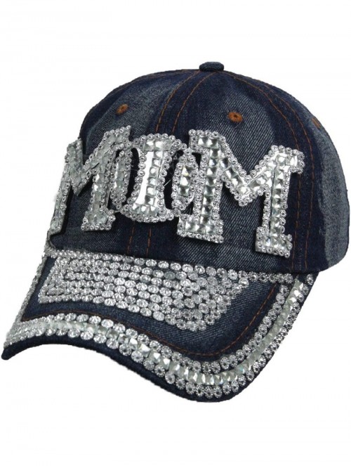Baseball Caps Jewel Studded Baseball Cap Bling Rhinestone Fashion Hip Hop Party Jean Denim Hat - Mom - CU18WEHNG6G $26.13