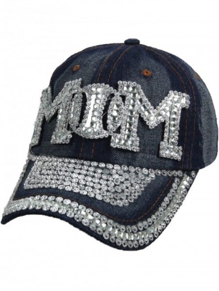 Baseball Caps Jewel Studded Baseball Cap Bling Rhinestone Fashion Hip Hop Party Jean Denim Hat - Mom - CU18WEHNG6G $26.13