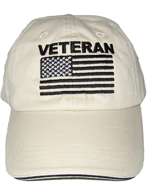 Baseball Caps Military Veteran Baseball Cap with U.S. Flag. OD Green or Khaki - Khaki - CS184330KEK $19.06