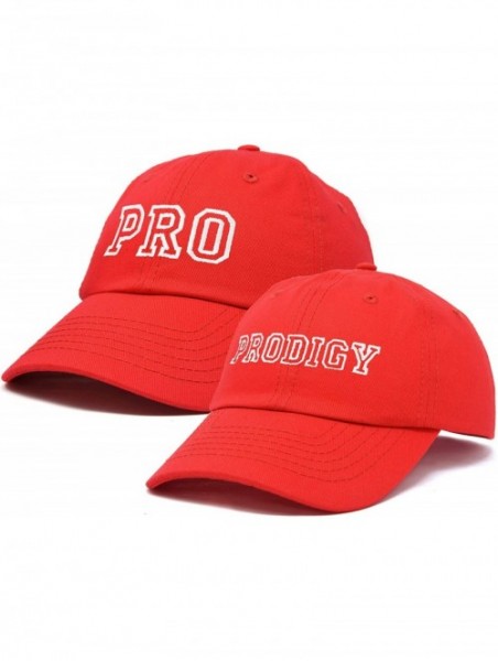 Baseball Caps Father Son Hats Dad and Son Matching Caps Embroidered Pro Prodigy - Red - CL180LX64ZQ $26.05