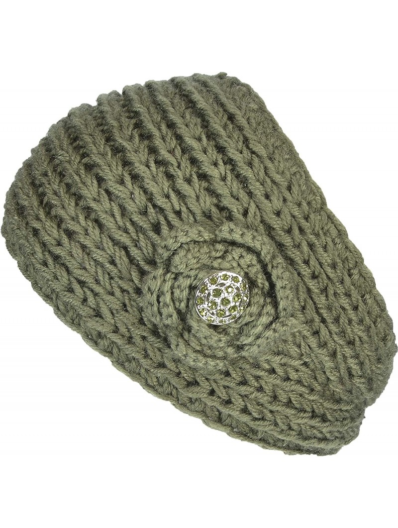 Cold Weather Headbands Women's Knitted Headband Headwrap Crocheted Floral - Olive. - CN12GUFWLOX $12.73