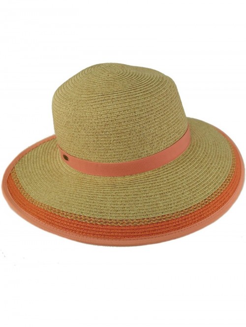 Sun Hats Backless Brim Floppy Visor 3-3/4" Wide Summer Beach Pool Sun Hat Cap - Coral - CN18CZUA3YQ $15.11