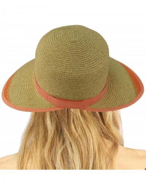 Sun Hats Backless Brim Floppy Visor 3-3/4" Wide Summer Beach Pool Sun Hat Cap - Coral - CN18CZUA3YQ $15.11