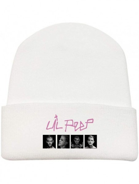 Skullies & Beanies Lil Peep Embroidered Knit Hat Stretchy Plain Beanie Cap for Men Women - White-d - CW196X6SARN $19.64