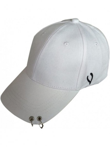 Baseball Caps Women's Iron Ring Pin Retro Baseball Cap Trucker Hat - 2 Ring White - CD186NANKTU $15.18