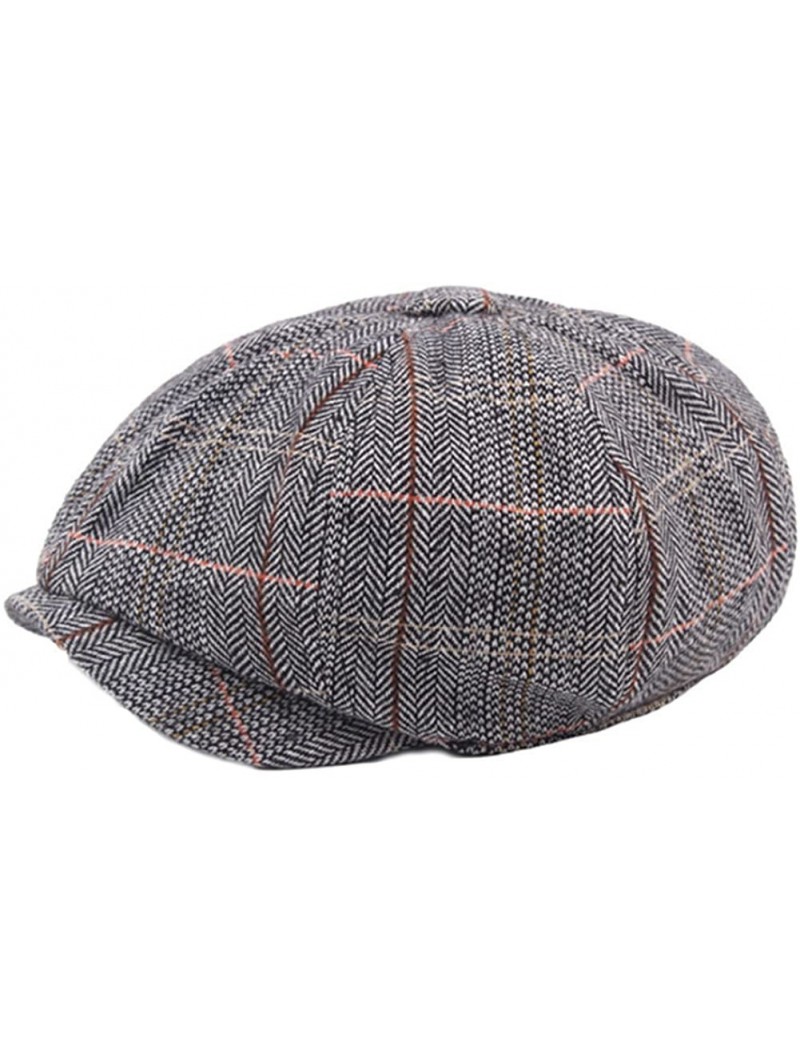 Newsboy Caps Men's Cotton Flat Ivy Gatsby Newsboy Hunting Hat Octagonal Hat Beret Cap - Grey - CX185TN729D $19.75