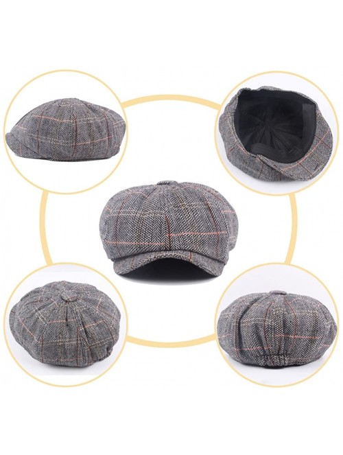 Newsboy Caps Men's Cotton Flat Ivy Gatsby Newsboy Hunting Hat Octagonal Hat Beret Cap - Grey - CX185TN729D $19.75