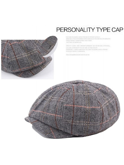 Newsboy Caps Men's Cotton Flat Ivy Gatsby Newsboy Hunting Hat Octagonal Hat Beret Cap - Grey - CX185TN729D $19.75