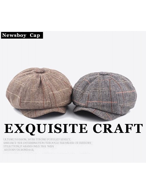 Newsboy Caps Men's Cotton Flat Ivy Gatsby Newsboy Hunting Hat Octagonal Hat Beret Cap - Grey - CX185TN729D $19.75