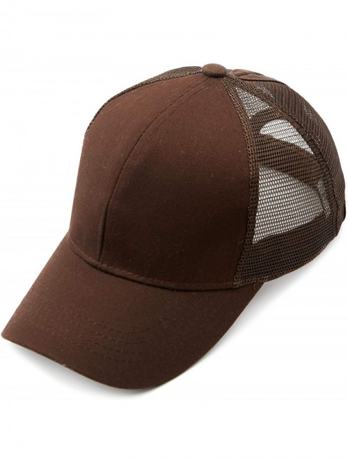 Baseball Caps Hatsandscarf Ponytail caps Messy Buns Trucker Plain Baseball Cap (BT-6) - Brown - CS18OZ56DSS $16.47