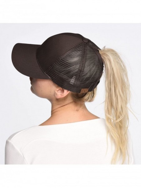 Baseball Caps Hatsandscarf Ponytail caps Messy Buns Trucker Plain Baseball Cap (BT-6) - Brown - CS18OZ56DSS $16.47