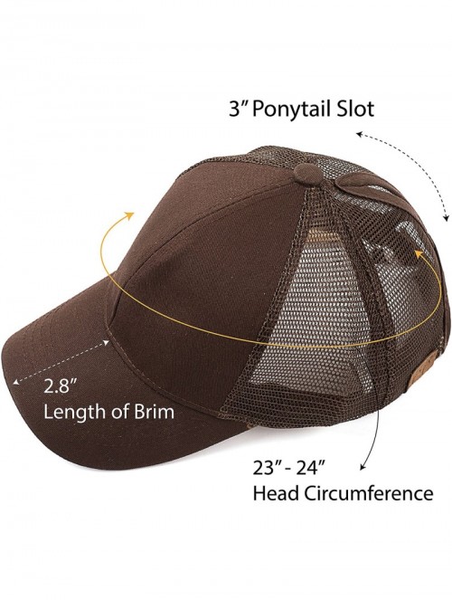 Baseball Caps Hatsandscarf Ponytail caps Messy Buns Trucker Plain Baseball Cap (BT-6) - Brown - CS18OZ56DSS $16.47