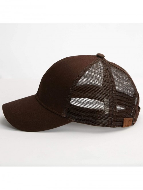 Baseball Caps Hatsandscarf Ponytail caps Messy Buns Trucker Plain Baseball Cap (BT-6) - Brown - CS18OZ56DSS $16.47