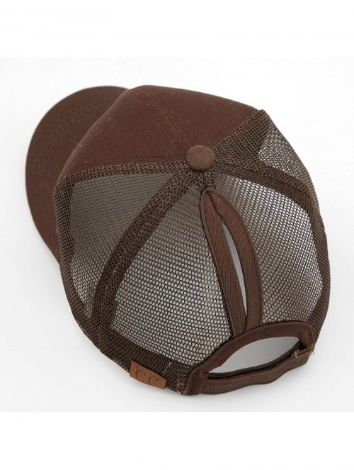 Baseball Caps Hatsandscarf Ponytail caps Messy Buns Trucker Plain Baseball Cap (BT-6) - Brown - CS18OZ56DSS $16.47