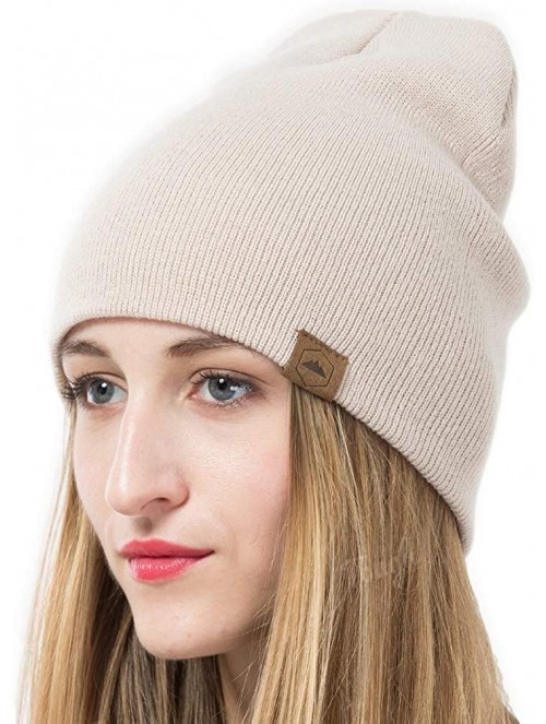 Skullies & Beanies Winter Beanie Knit Hats for Men & Women - Warm & Soft Toboggan Cap - Beige - C712MJ3WX3J $12.57