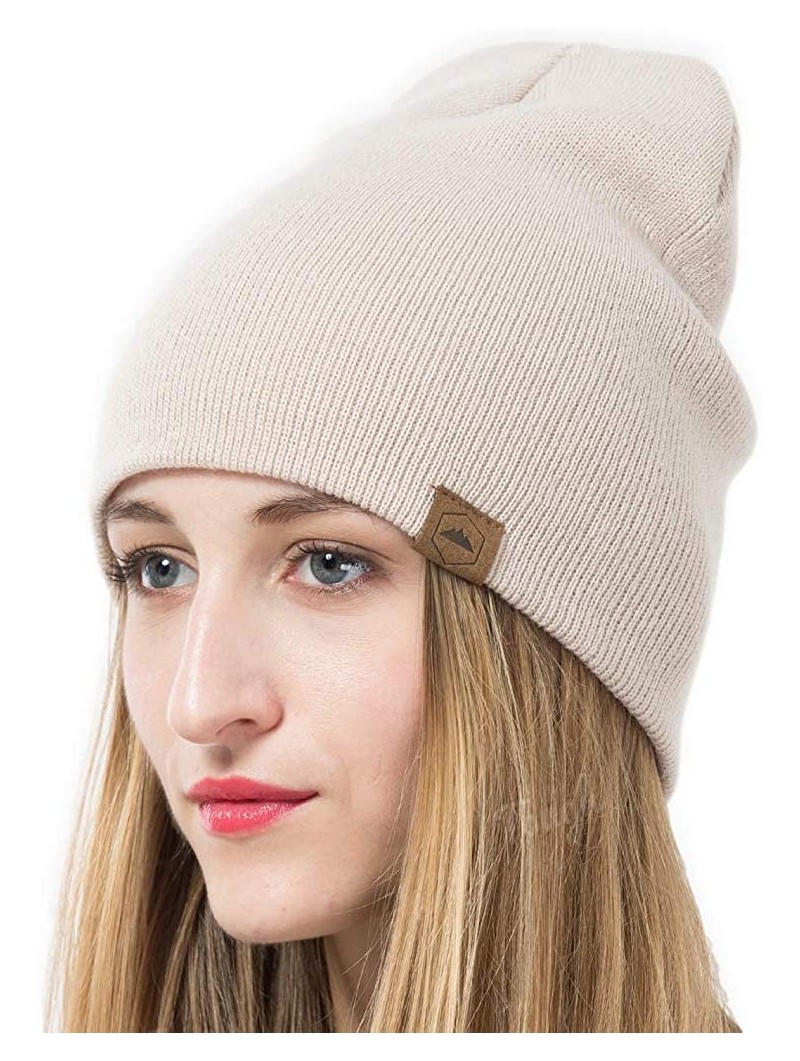 Skullies & Beanies Winter Beanie Knit Hats for Men & Women - Warm & Soft Toboggan Cap - Beige - C712MJ3WX3J $12.57