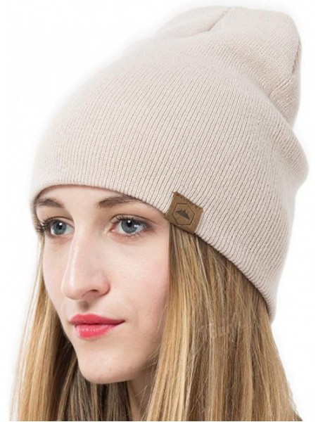 Skullies & Beanies Winter Beanie Knit Hats for Men & Women - Warm & Soft Toboggan Cap - Beige - C712MJ3WX3J $12.57