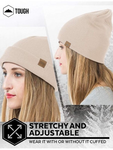 Skullies & Beanies Winter Beanie Knit Hats for Men & Women - Warm & Soft Toboggan Cap - Beige - C712MJ3WX3J $12.57