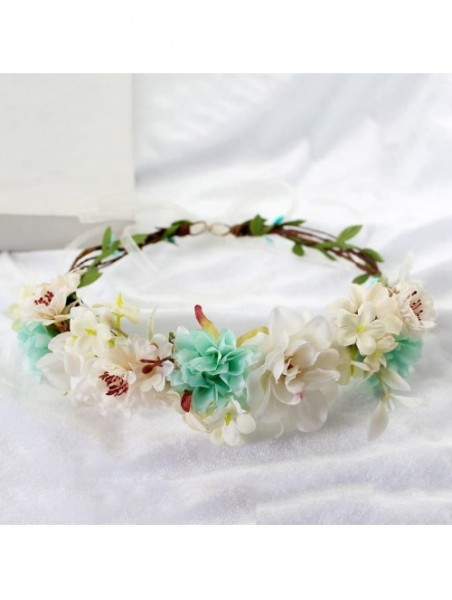 Headbands Adjustable Flower Headband Hair Wreath Floral Garland Crown Halo Headpiece with Ribbon Boho Wedding Festival - U - ...