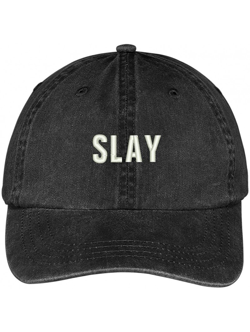 Baseball Caps Slay Embroidered Cotton Adjustable Washed Cap - Black - CW12N3DGUCX $24.13