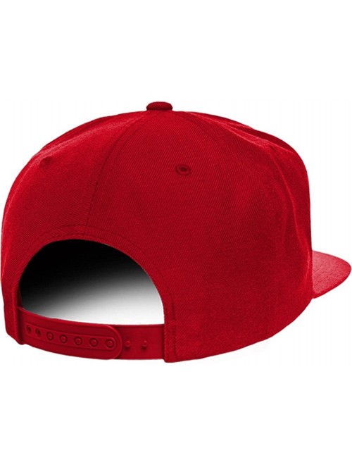 Baseball Caps Old English A Embroidered Flat Bill Snapback Cap - Red - CA12F1DCYSX $27.94