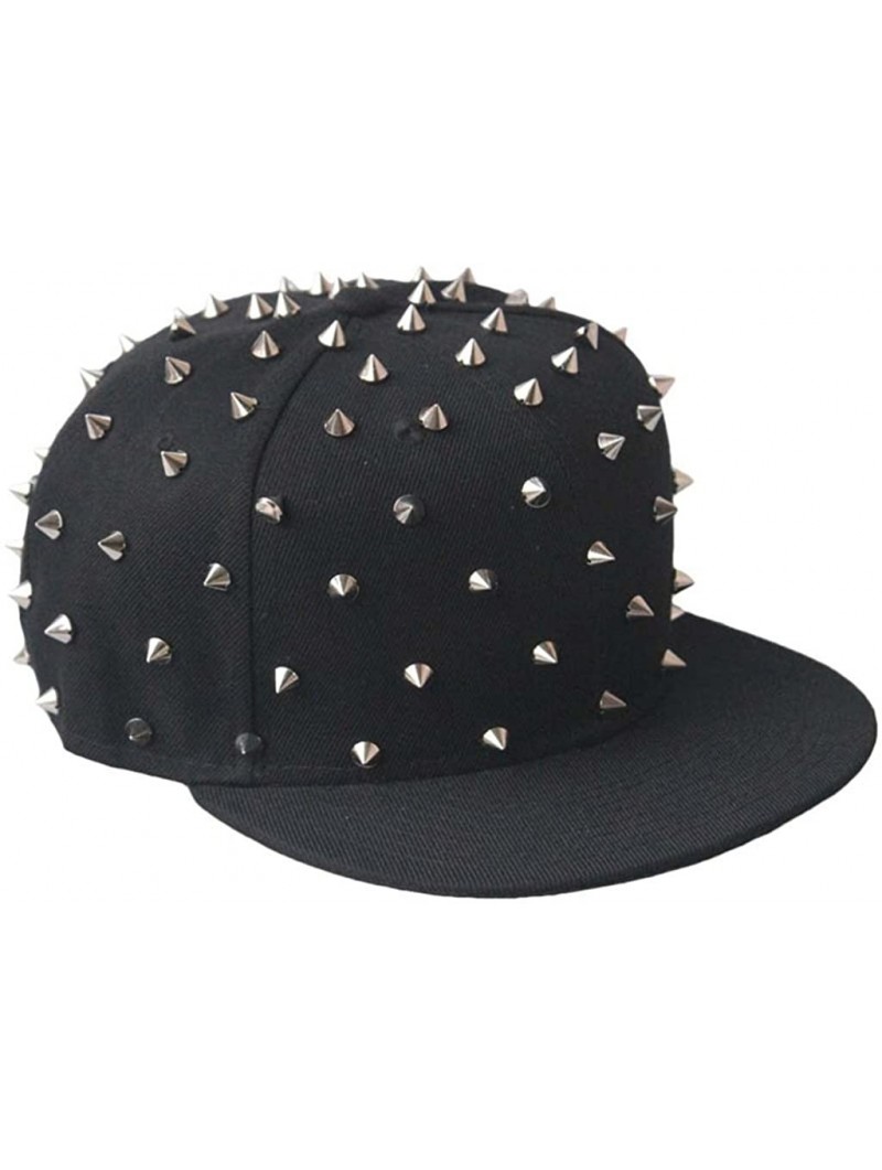 Baseball Caps Fashion Unisex Baseball Cap Snapback Adjustable Hip Hop hat Punk Boy Girl Rivets Spike Spiky Studded Button - C...