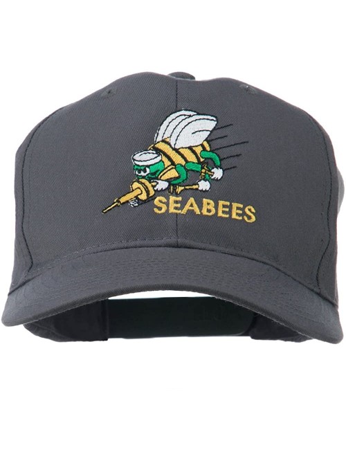 Baseball Caps Navy Seabees Symbol Embroidered Cap - Charcoal - CW11QLMNJBF $33.44
