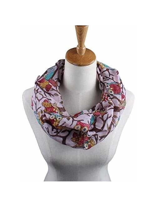 Headbands Women Owl Pattern Print Elegant Lightweight Silk Accessaries Warm Wrap Shawl Scarf - Pink - CM12L2B93GJ $10.09