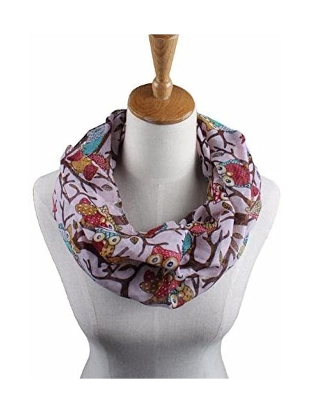 Headbands Women Owl Pattern Print Elegant Lightweight Silk Accessaries Warm Wrap Shawl Scarf - Pink - CM12L2B93GJ $10.09