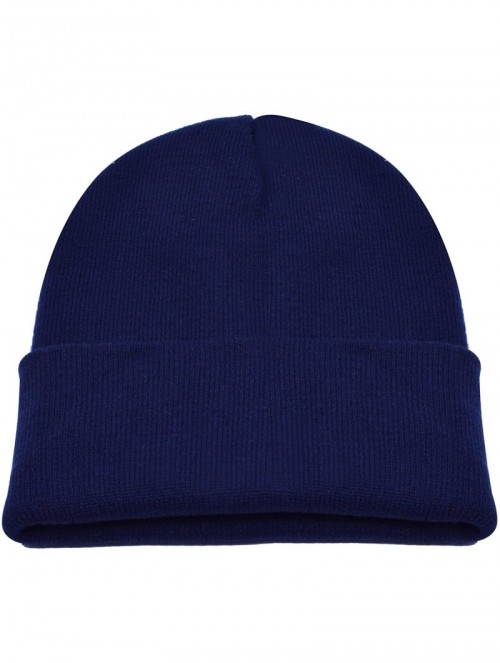 Skullies & Beanies Warm Winter Hat Knit Beanie Skull Cap Cuff Beanie Hat Winter Hats for Men - Dark Navy - C012J0HRFKD $14.32