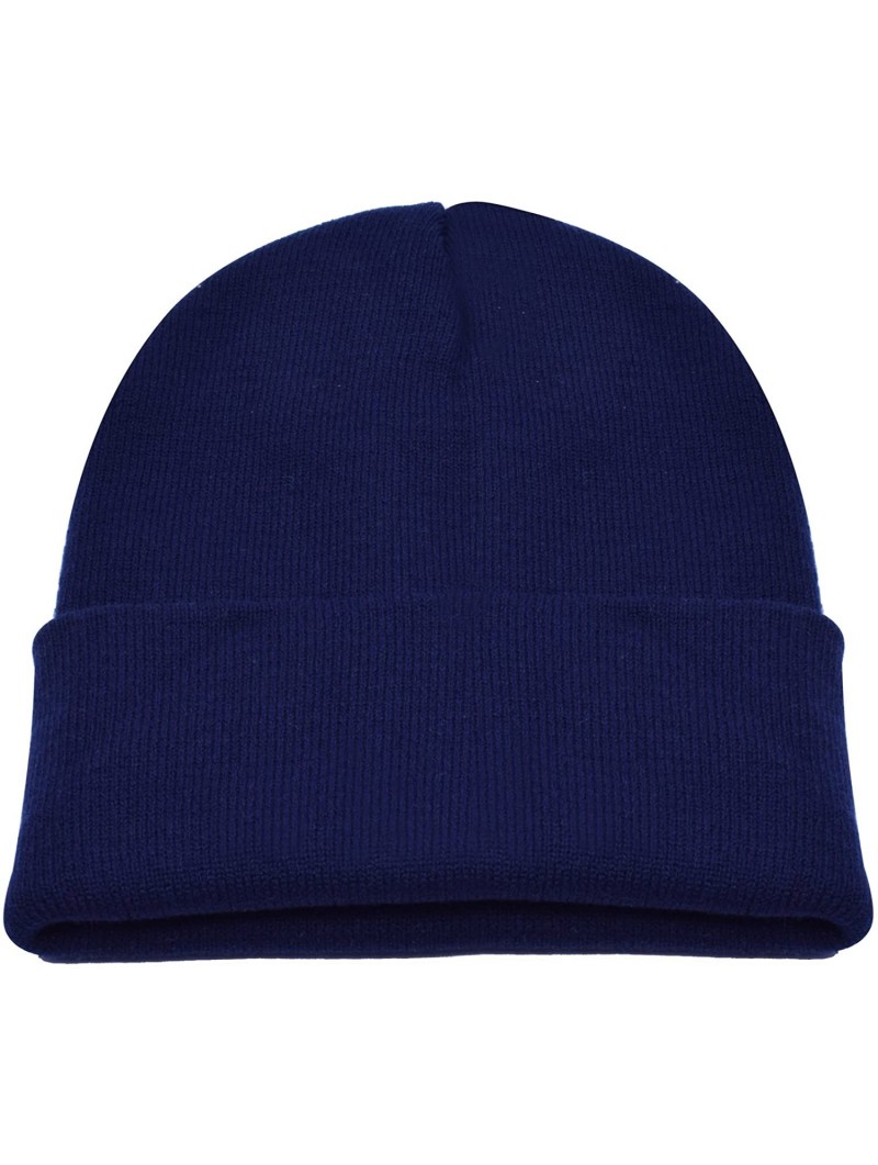 Skullies & Beanies Warm Winter Hat Knit Beanie Skull Cap Cuff Beanie Hat Winter Hats for Men - Dark Navy - C012J0HRFKD $14.32