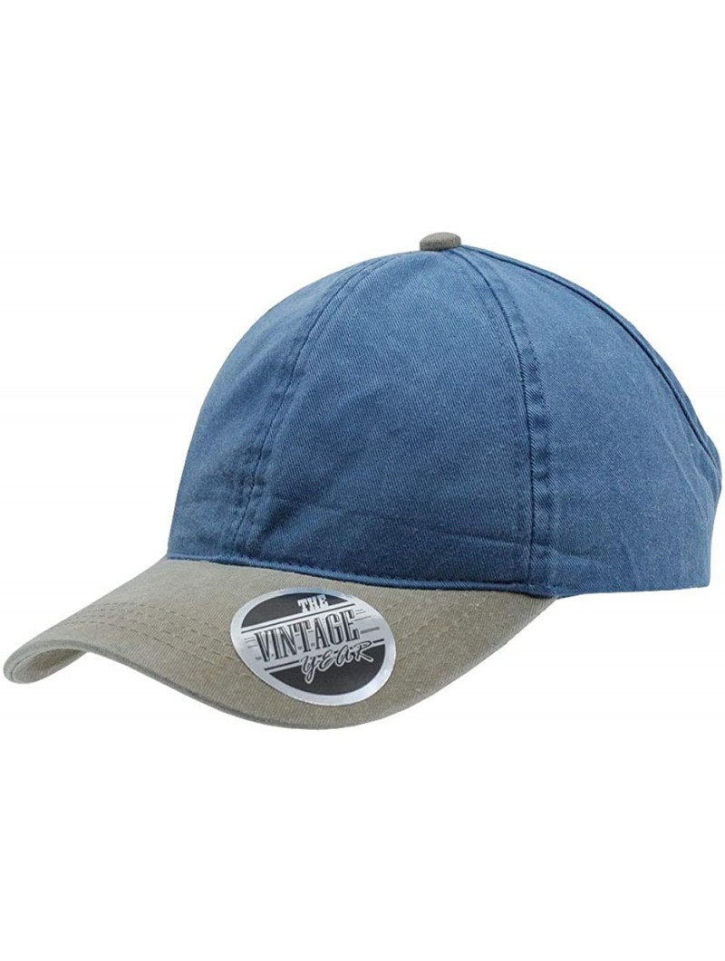 Baseball Caps Ponytail Open Back Washed Cotton Adjustable Baseball Cap - Khaki/Sky Blue - CJ180Z00507 $11.43