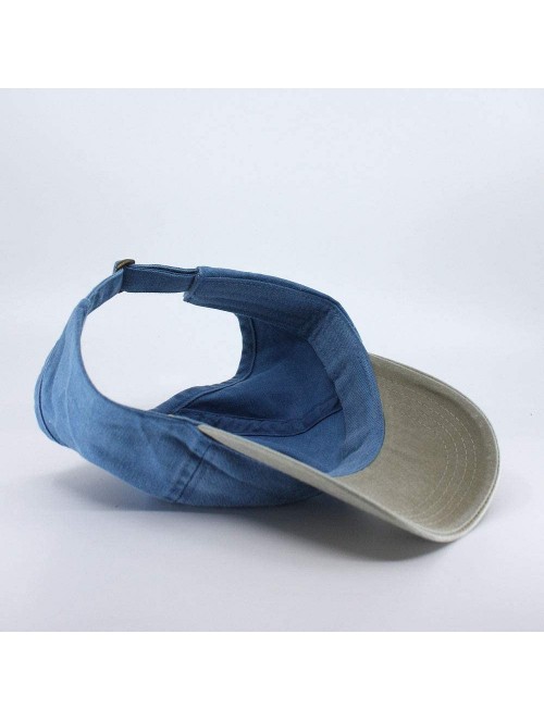 Baseball Caps Ponytail Open Back Washed Cotton Adjustable Baseball Cap - Khaki/Sky Blue - CJ180Z00507 $11.43