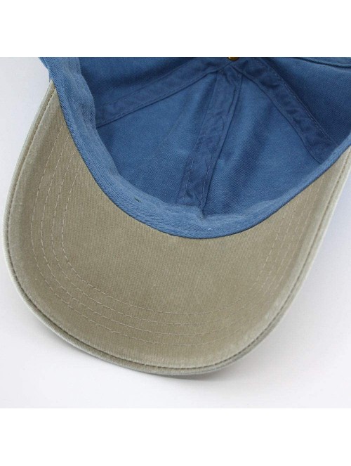 Baseball Caps Ponytail Open Back Washed Cotton Adjustable Baseball Cap - Khaki/Sky Blue - CJ180Z00507 $11.43