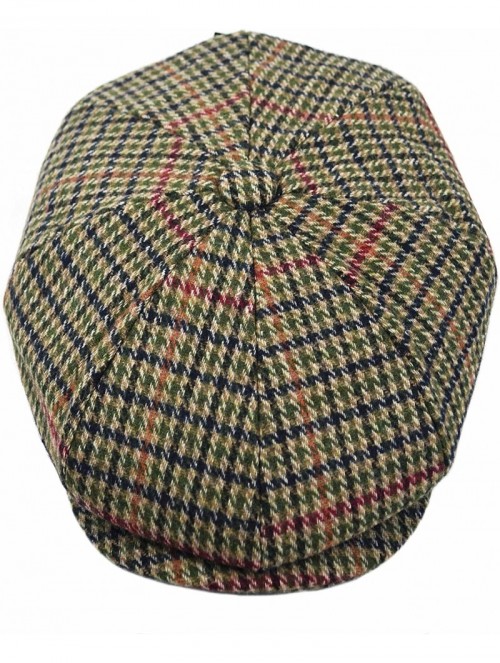 Newsboy Caps Men's Wool Herringbone Newsboy Cap Driving Cabbie Tweed Applejack Golf Hat - Green Houndstooth - C4192WU0WDK $21.10