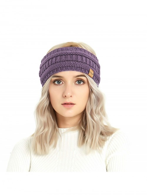 Cold Weather Headbands Winter Warm Cable Knit headband Head Wrap Ear Warmer for Women (Grape) - Grape - CC18XYHWUCQ $9.82