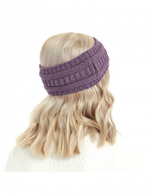 Cold Weather Headbands Winter Warm Cable Knit headband Head Wrap Ear Warmer for Women (Grape) - Grape - CC18XYHWUCQ $9.82