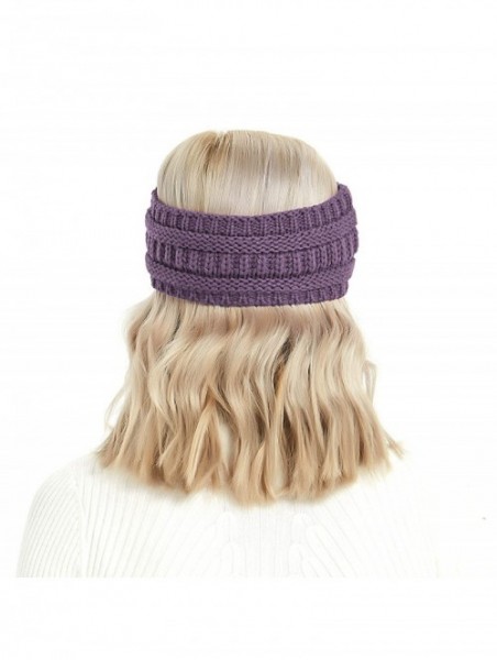 Cold Weather Headbands Winter Warm Cable Knit headband Head Wrap Ear Warmer for Women (Grape) - Grape - CC18XYHWUCQ $9.82