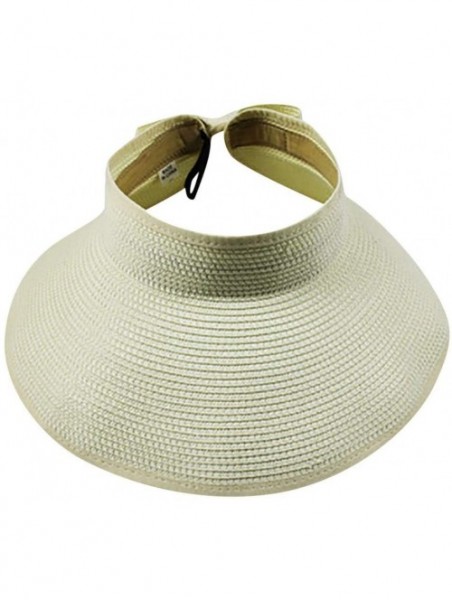 Sun Hats Women's Wide Brim Sun Hat Summer Foldable Straw Sun Visor Bowtie Hat for Travel (Beige) - Beige - CF18UCH98L5 $11.79