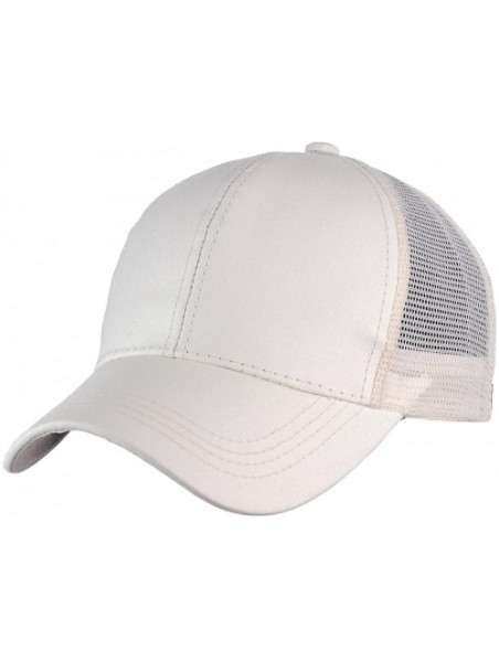 Baseball Caps Ponycap Messy High Bun Ponytail Adjustable Glitter Mesh Trucker Baseball Cap - White - CS18CIYIHLN $13.89