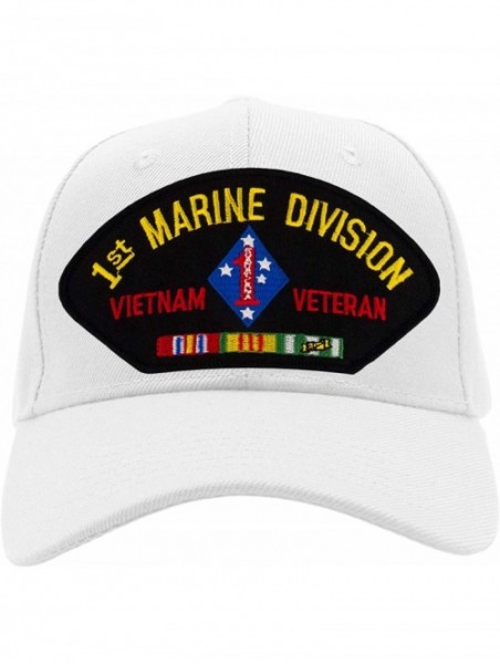 Baseball Caps USMC - 1st Marine Division - Vietnam Hat/Ballcap Adjustable One Size Fits Most - White - CO18RY0HHEH $24.56