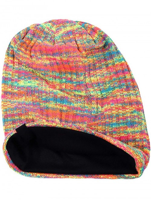 Berets Womens Knit Slouchy Beanie Ribbed Baggy Skull Cap Turban Winter Summer Beret Hat - Pink/Yellow/Green - CO18WG9HKRU $16.93