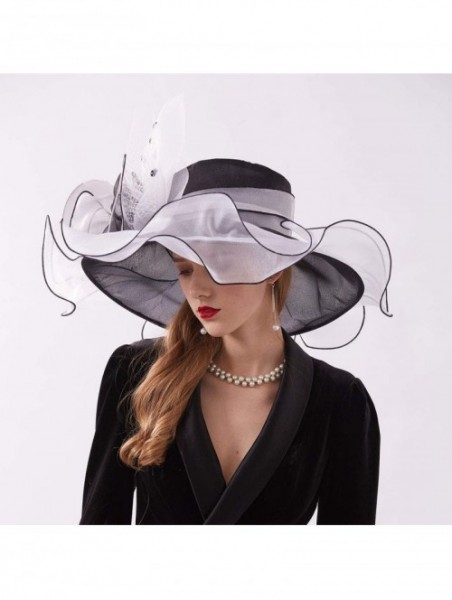 Sun Hats Women's Organza Kentucky Derby Tea Party Hat - Design 2 - Black & White - CW18T5EO9WY $21.06