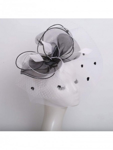 Sun Hats Women's Organza Kentucky Derby Tea Party Hat - Design 2 - Black & White - CW18T5EO9WY $21.06